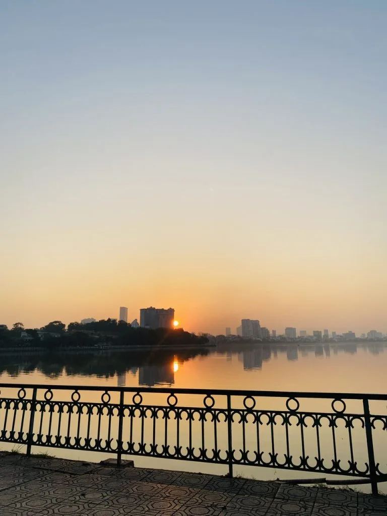 West Lake sunset in Hanoi for a romantic couples evening