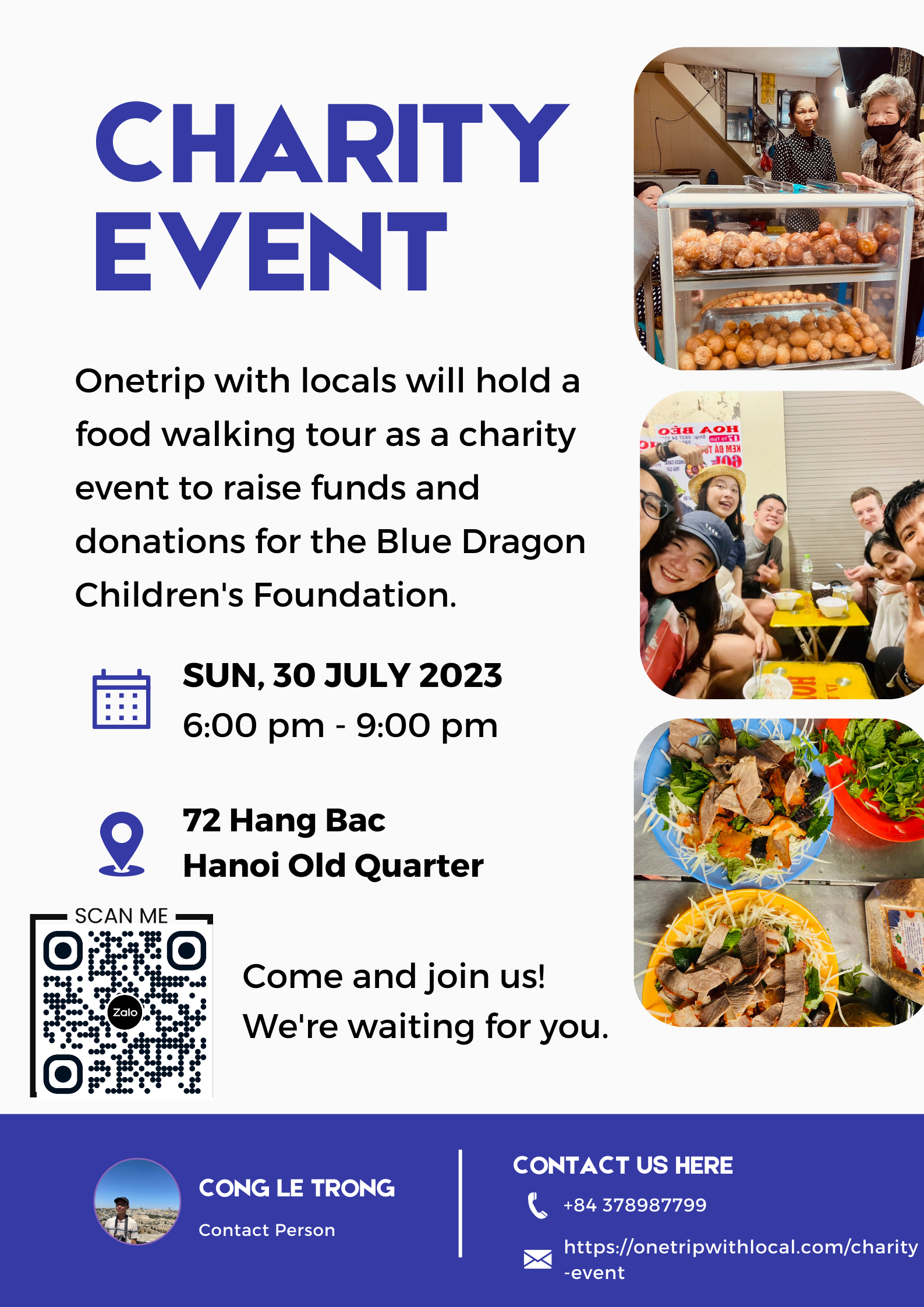 Food Walking Tour Charity Event Poster Charity event: Blue Dragon Children's Foundation, July 30th, 2023